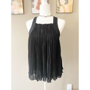 Wilfred Le Fou Black Accordion Silk Tie Back Top